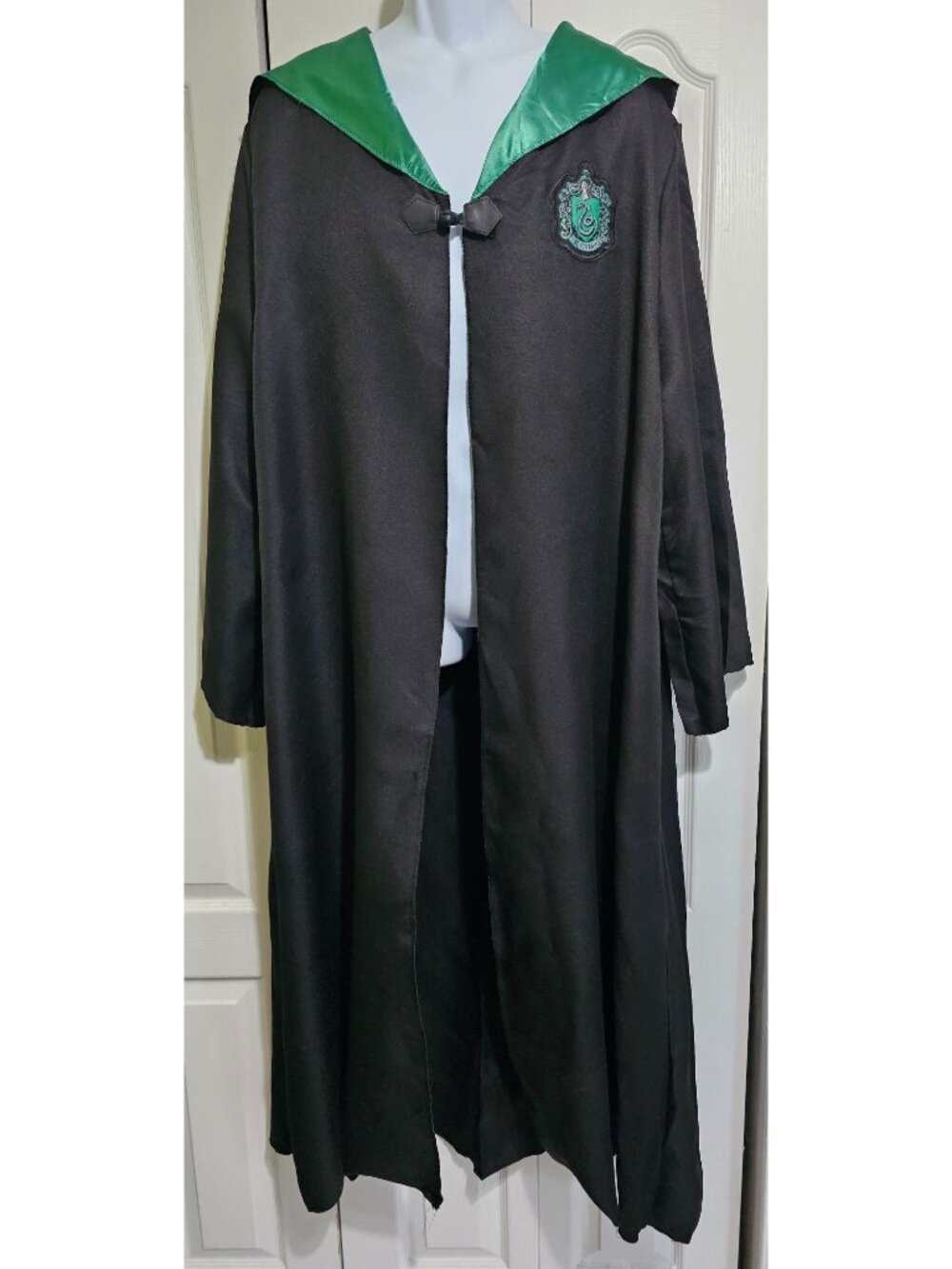 Harry Potter Slytherin Adult Costume Hooded Cloak Robe Green Disguise Mens L/XL